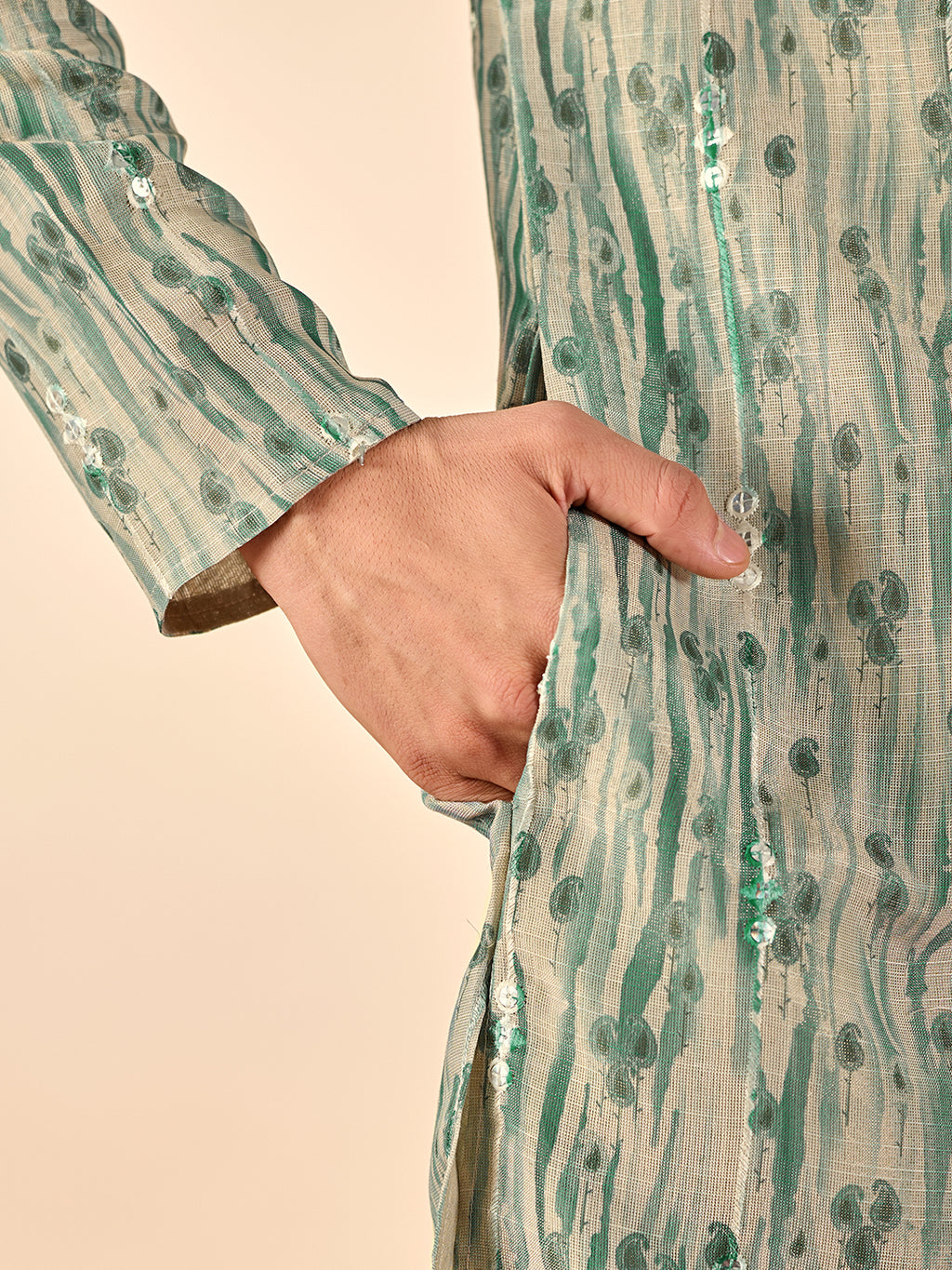 Pale Green Abstract Casual Kurta