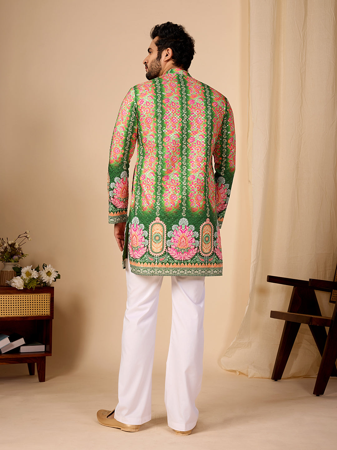 Rang Mahal Green Printed Kurta Pant set.