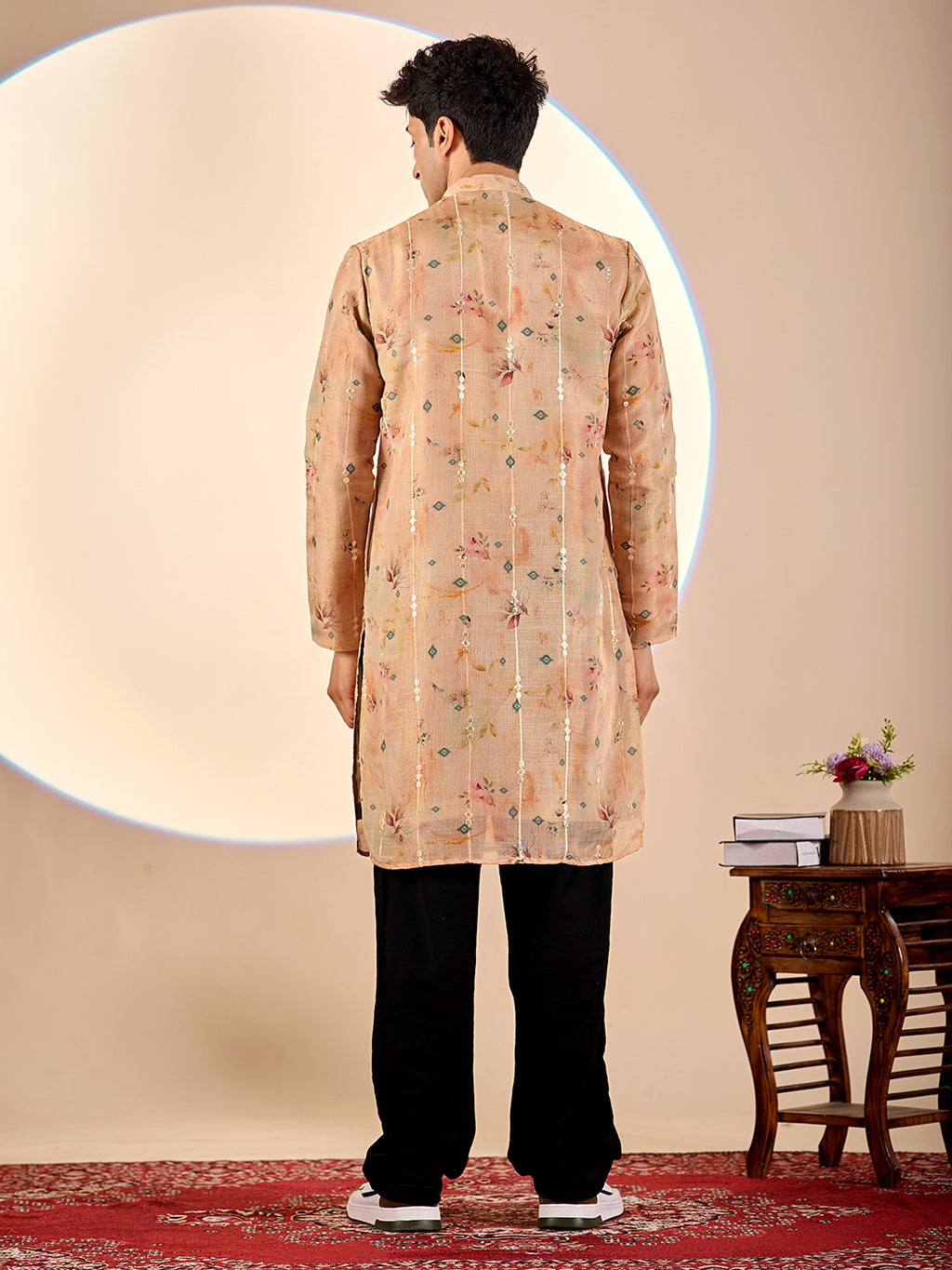 Taupe Floral Casual Kurta