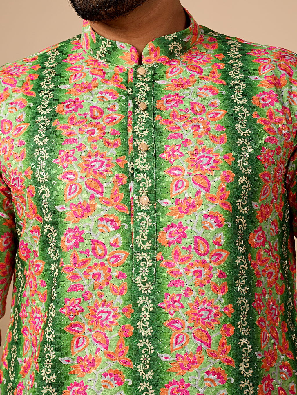 Rang Mahal Green Printed Kurta Pant set.