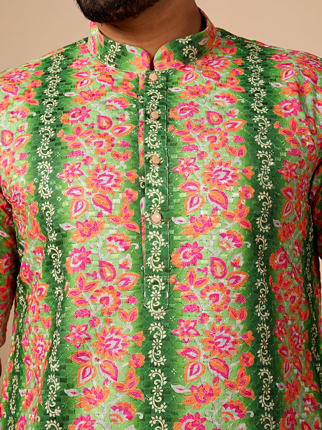 Rang Mahal Green Printed Kurta Pant set.
