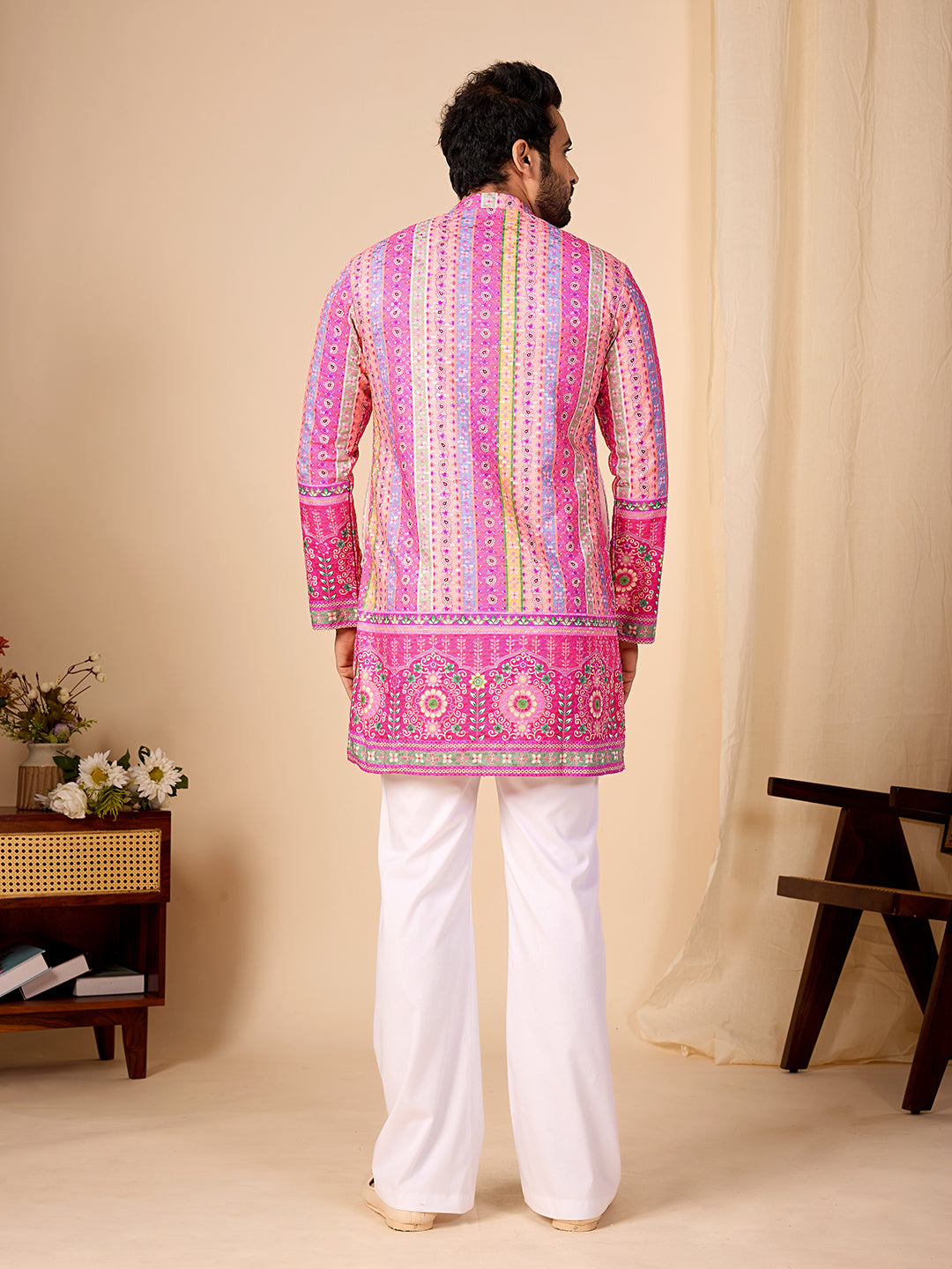 Rang Mahal Light Pink Printed Kurta Pant set.