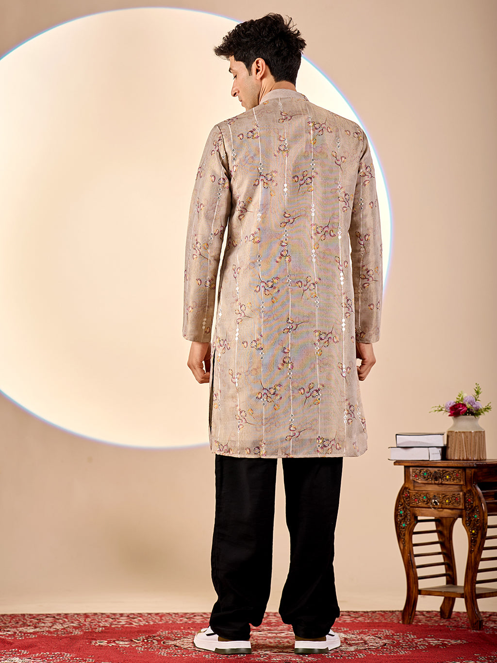 Light Grey Floral Casual Kurta