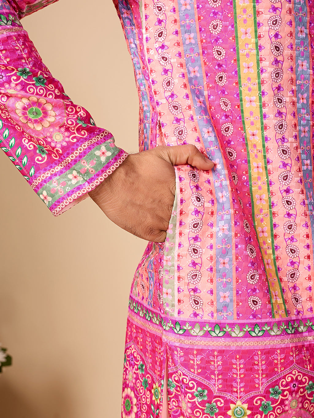 Rang Mahal Light Pink Printed Kurta Pant set.