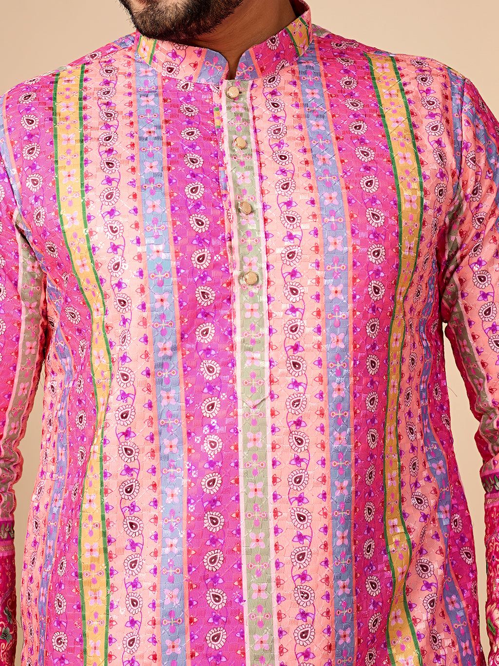 Rang Mahal Light Pink Printed Kurta Pant set.