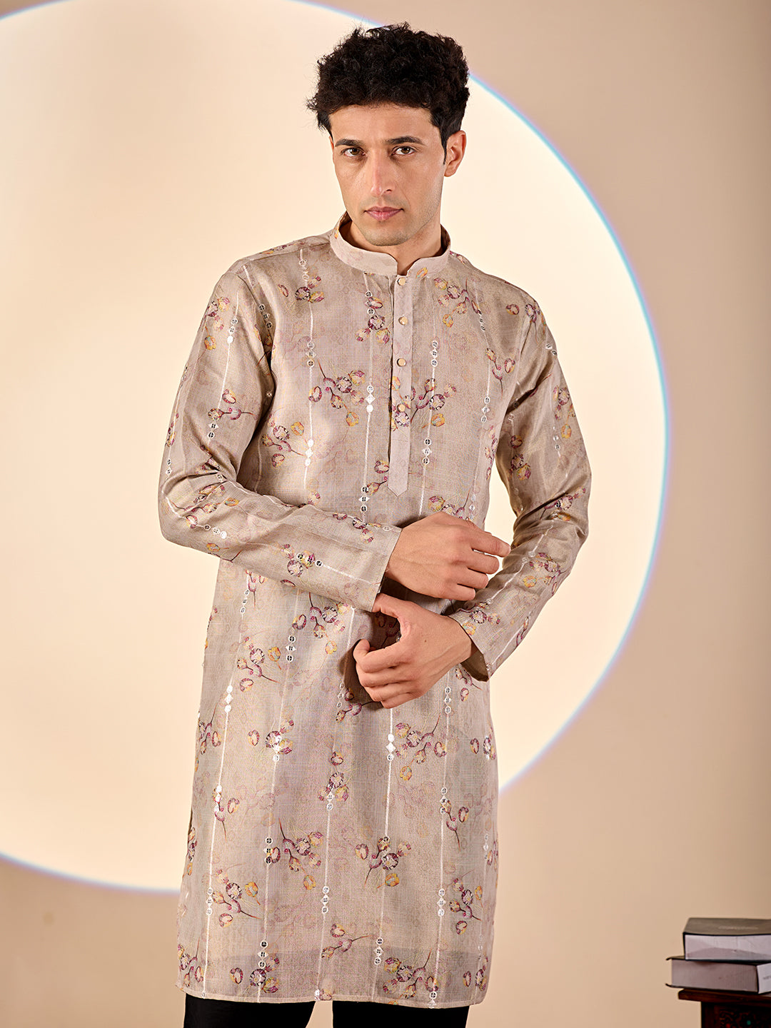 Light Grey Floral Casual Kurta