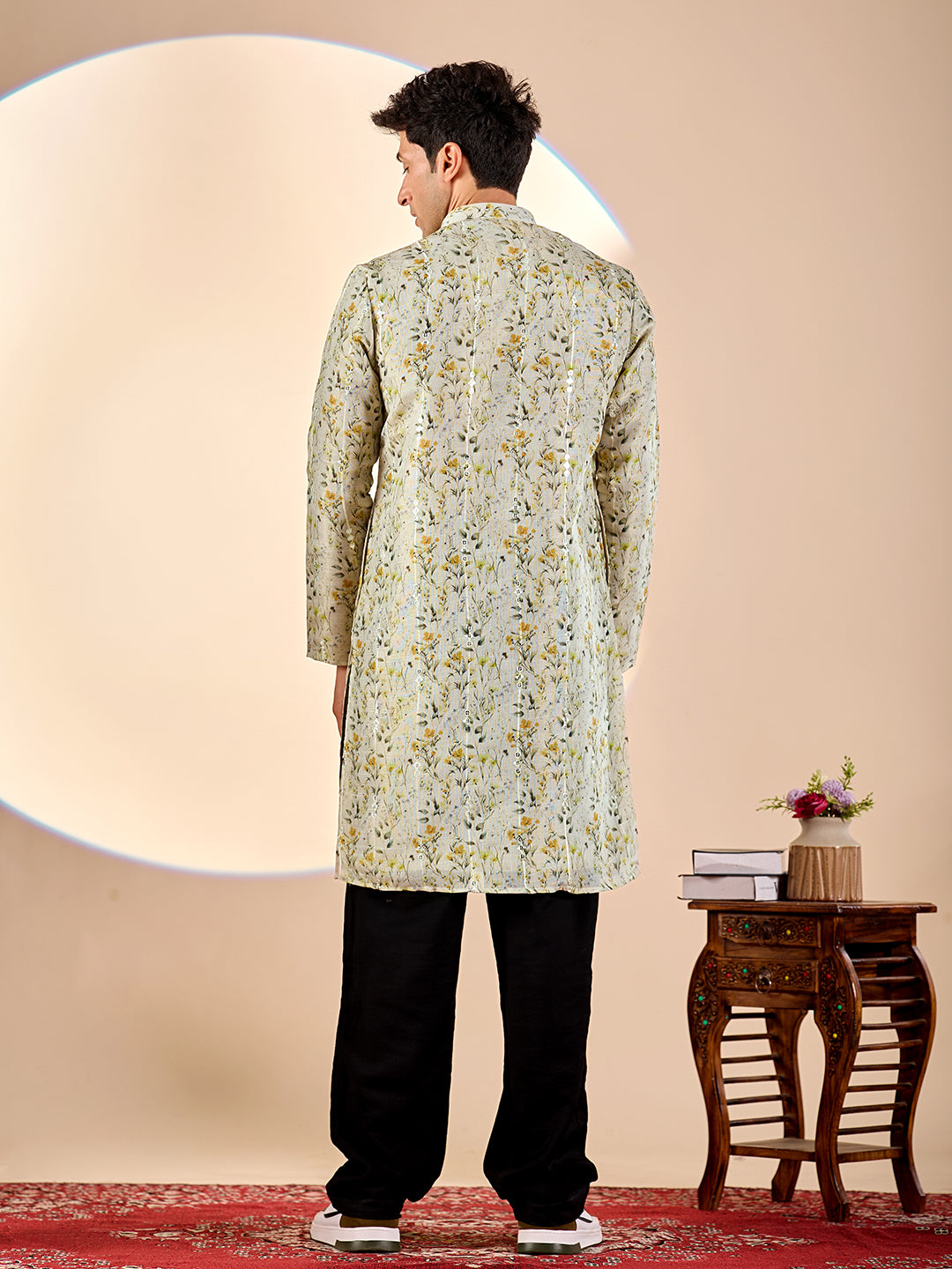 Light Green Floral Casual Kurta