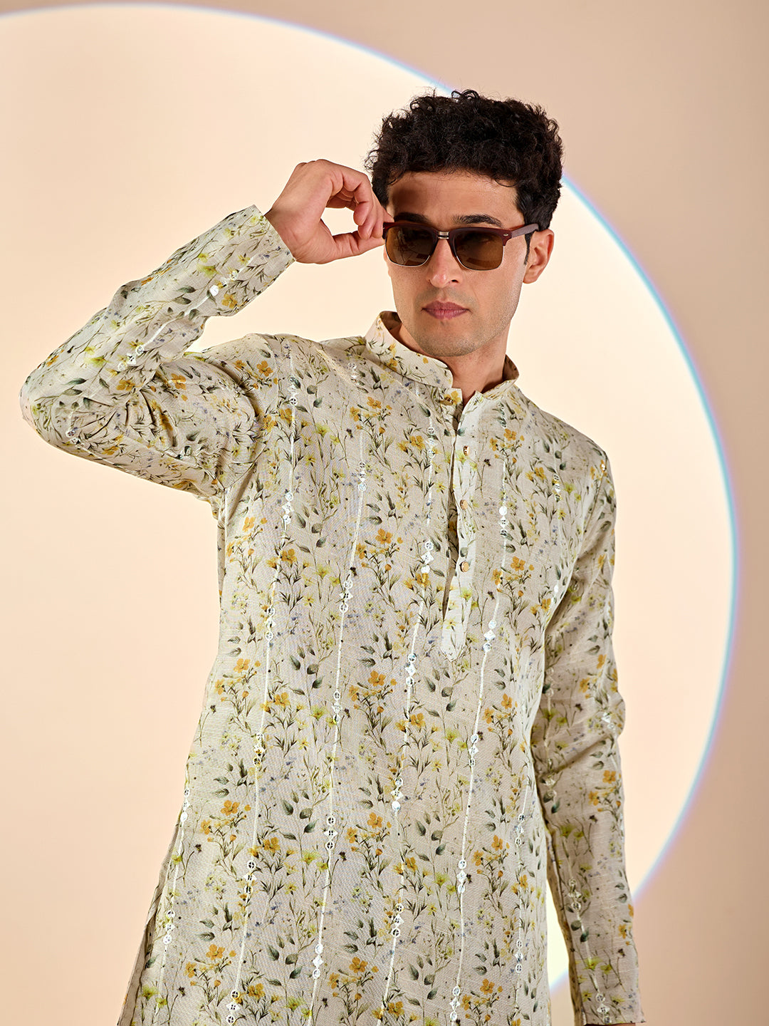 Light Green Floral Casual Kurta