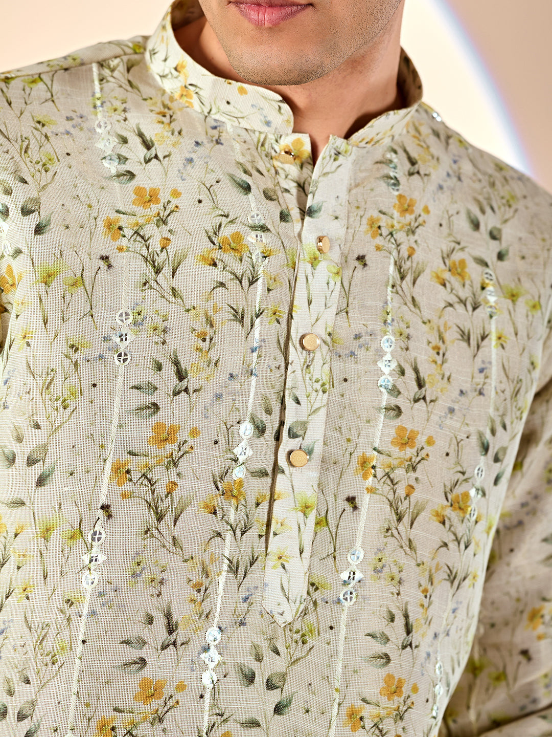 Light Green Floral Casual Kurta