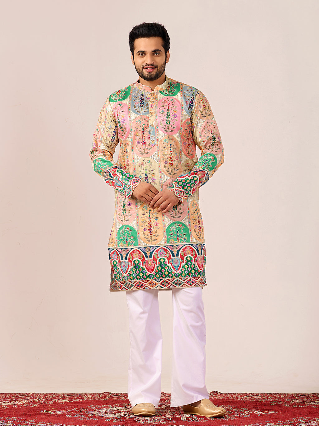 Amber Heritage white Embroidered Kurta