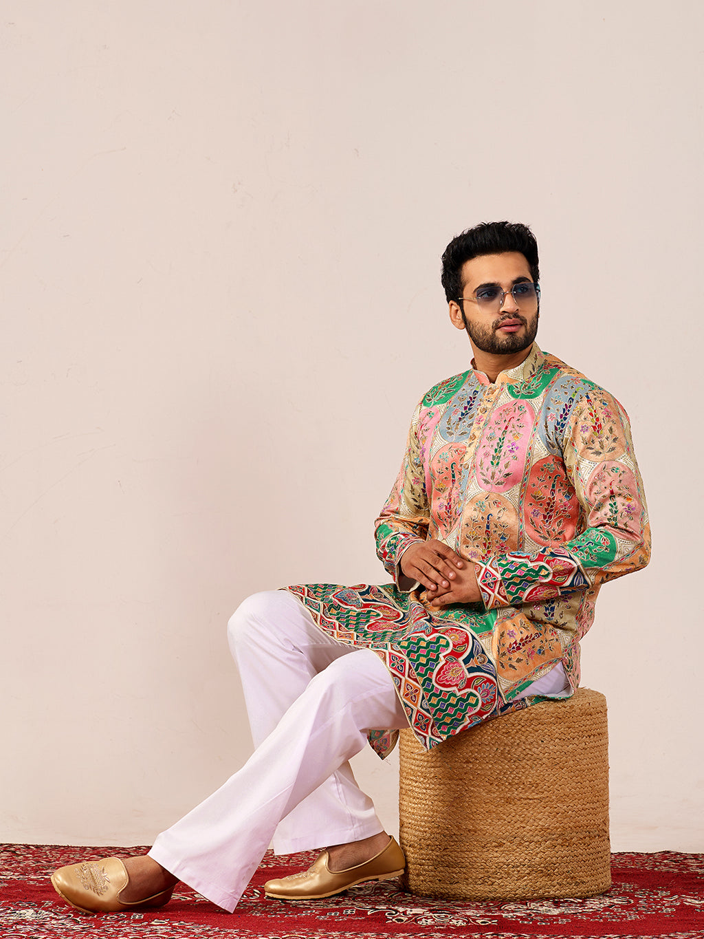 Amber Heritage white Embroidered Kurta