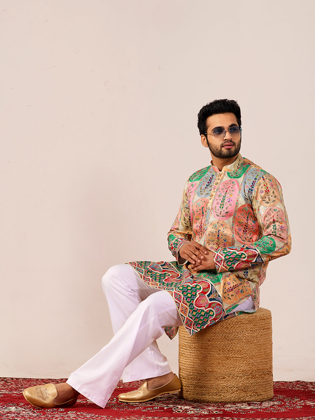 Amber Heritage white Embroidered Kurta