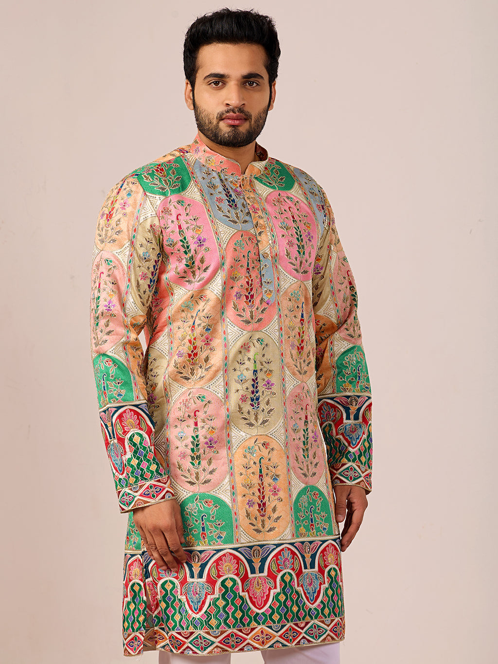 Amber Heritage white Embroidered Kurta