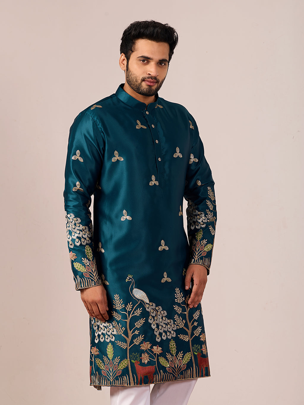 Mayur Baag Navy Blue Kurta-pant set.