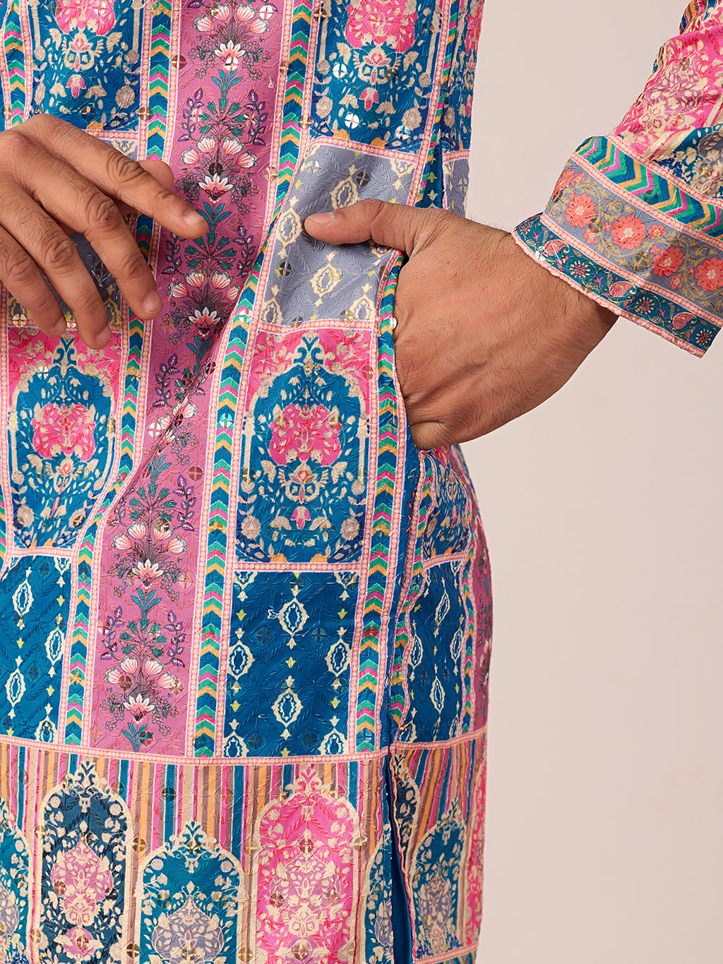 Rang Mahal Blue Printed Kurta Pant set.