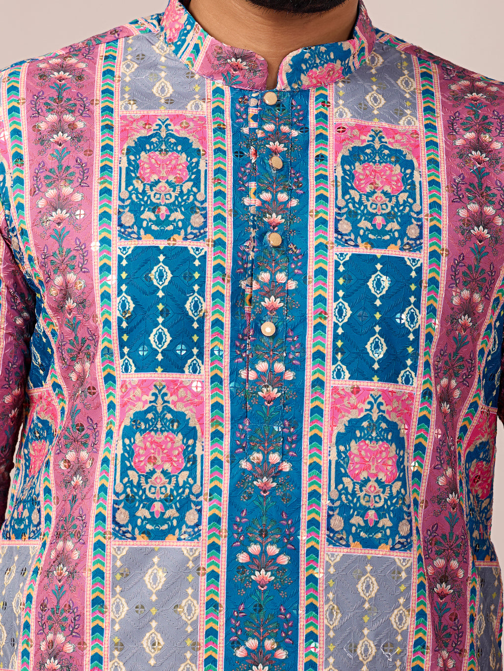 Rang Mahal Blue Printed Kurta Pant set.