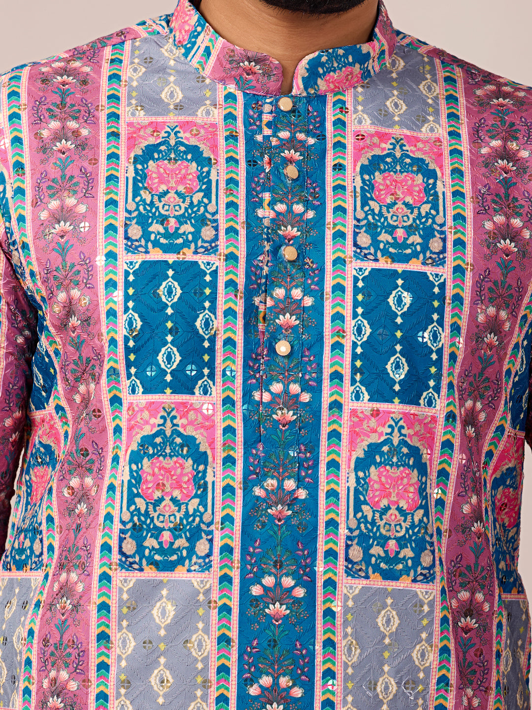 Rang Mahal Blue Printed Kurta Pant set.