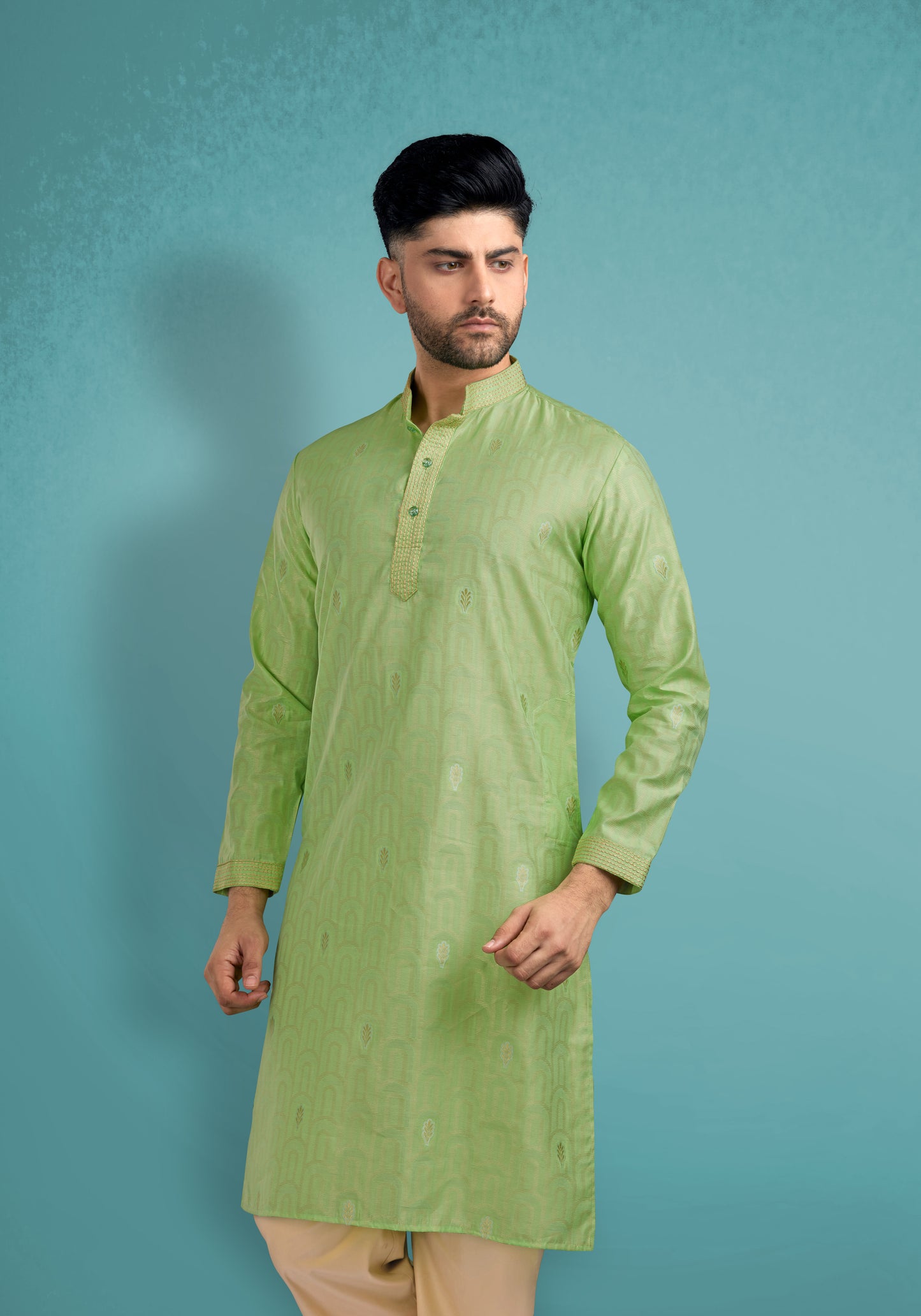 Light Green Silk Cotton Kurta