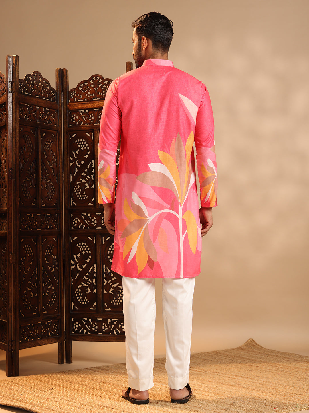 Vibrant Pink Premium Linen Kurta