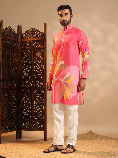 Vibrant Pink Premium Linen Kurta