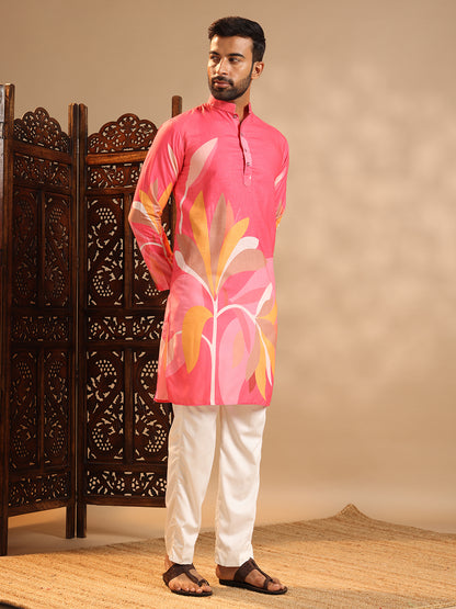 Vibrant Pink Premium Linen Kurta