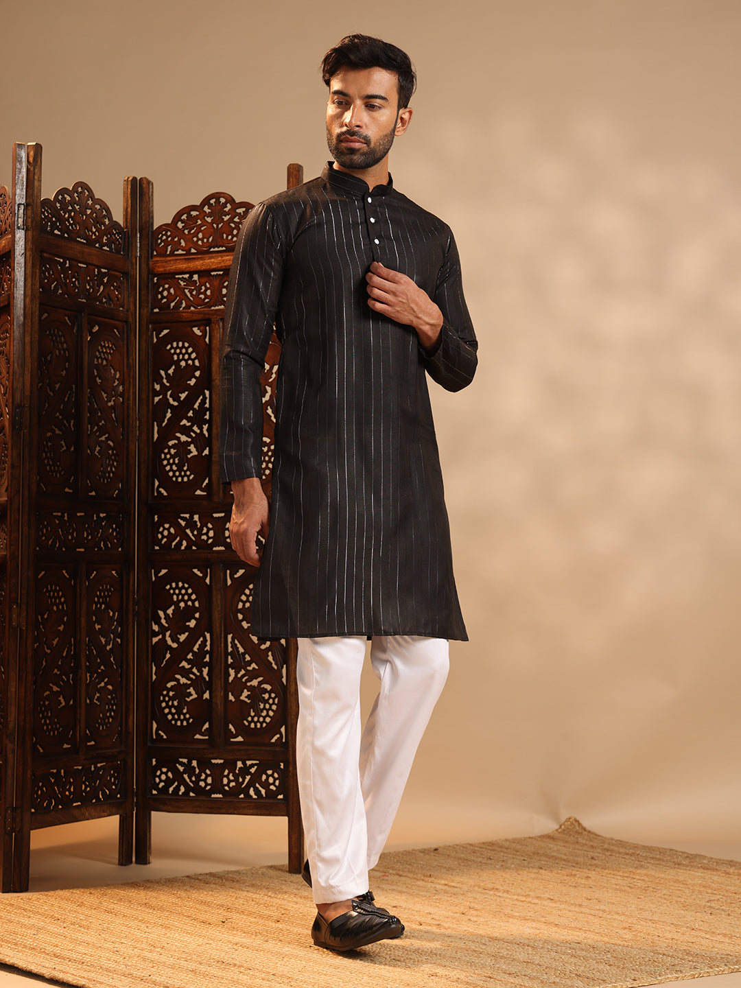 Black Party Wear Kurta