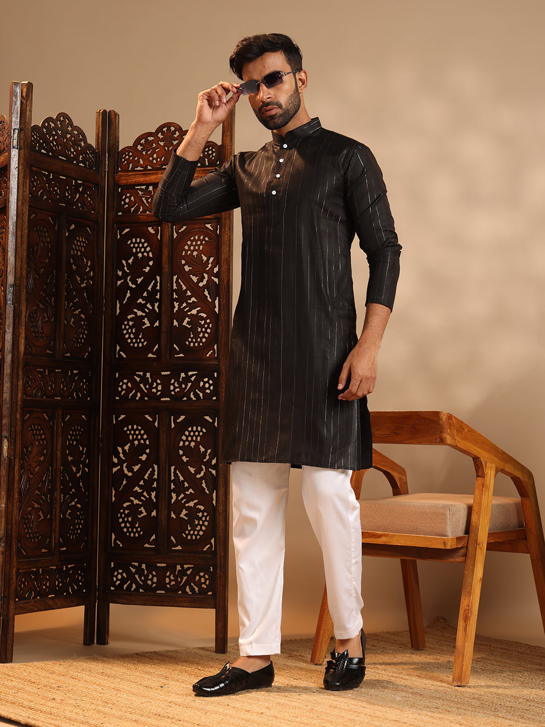 Black Party Wear Kurta