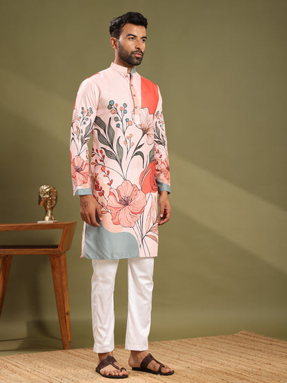 Vibrant Floral Premium Linen Printed Kurta