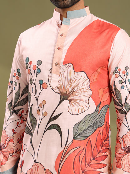 Vibrant Floral Premium Linen Printed Kurta