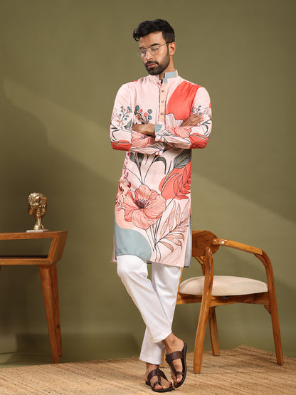 Vibrant Floral Premium Linen Printed Kurta