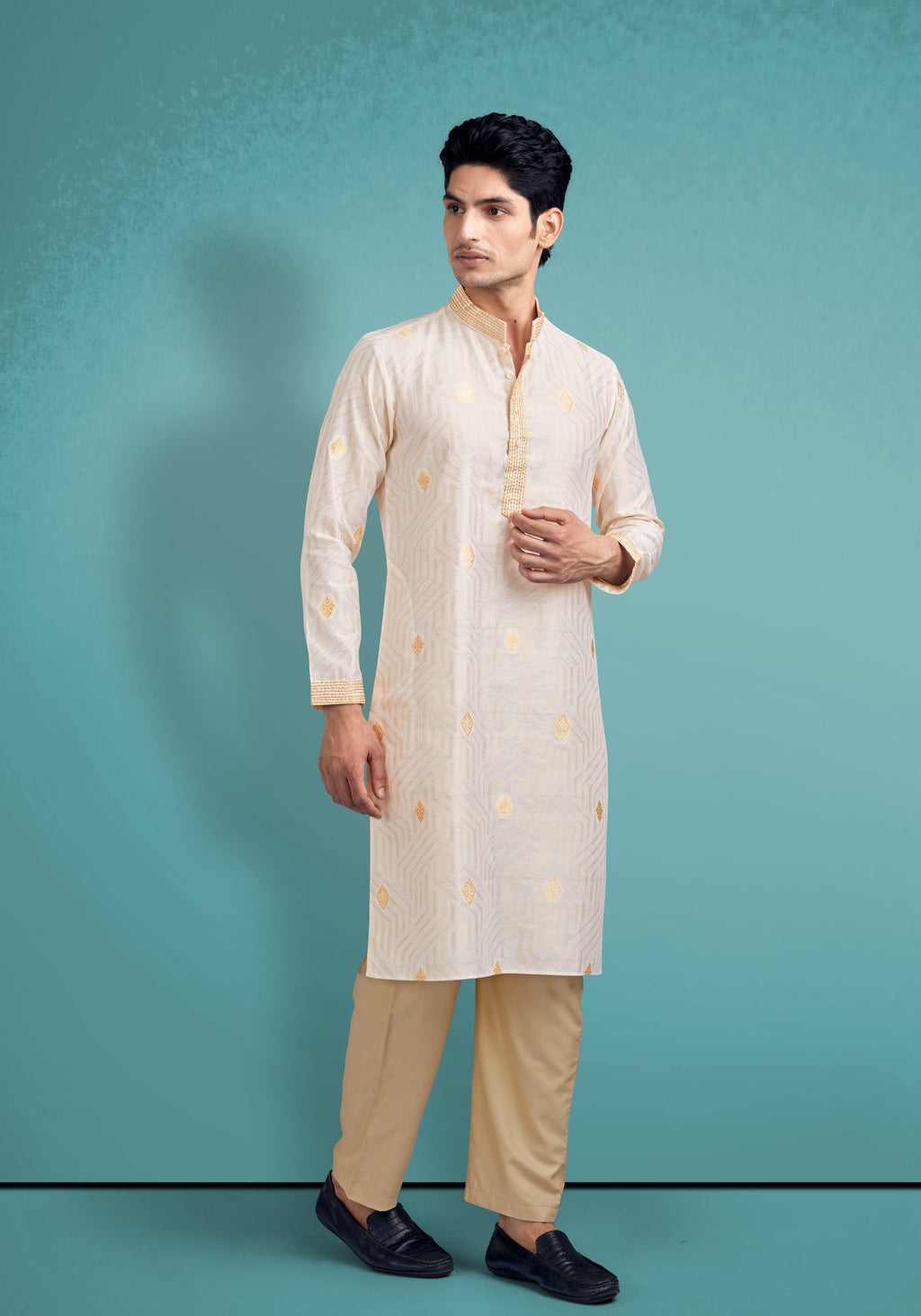 White Silk Cotton Kurta