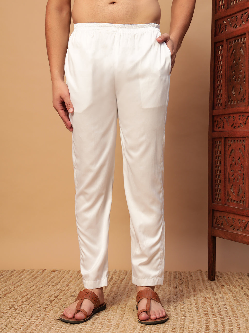 Peach Digital Print Linen Kurta Set