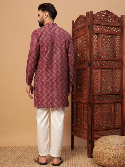 Rustic Red Bandhani Print Kurta Set