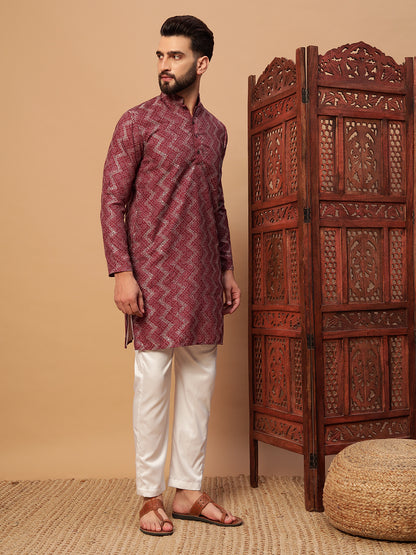 Rustic Red Bandhani Print Kurta Set