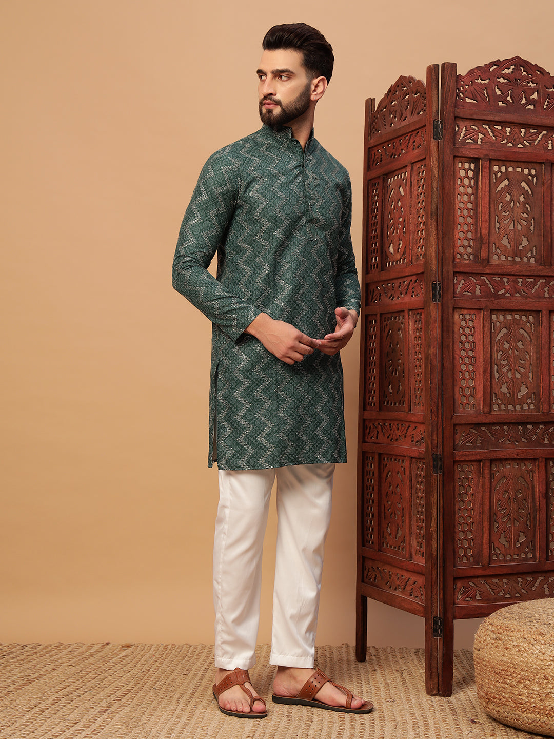 Green Bandhani Print Kurta