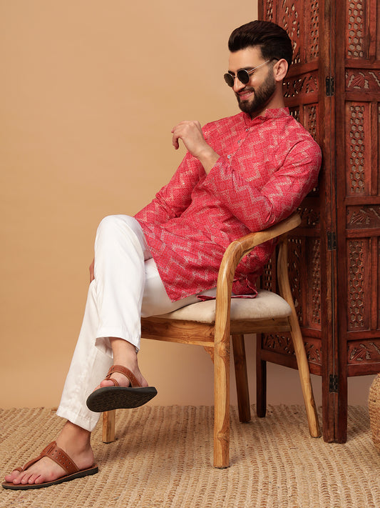 Red Bandhani Print Kurta