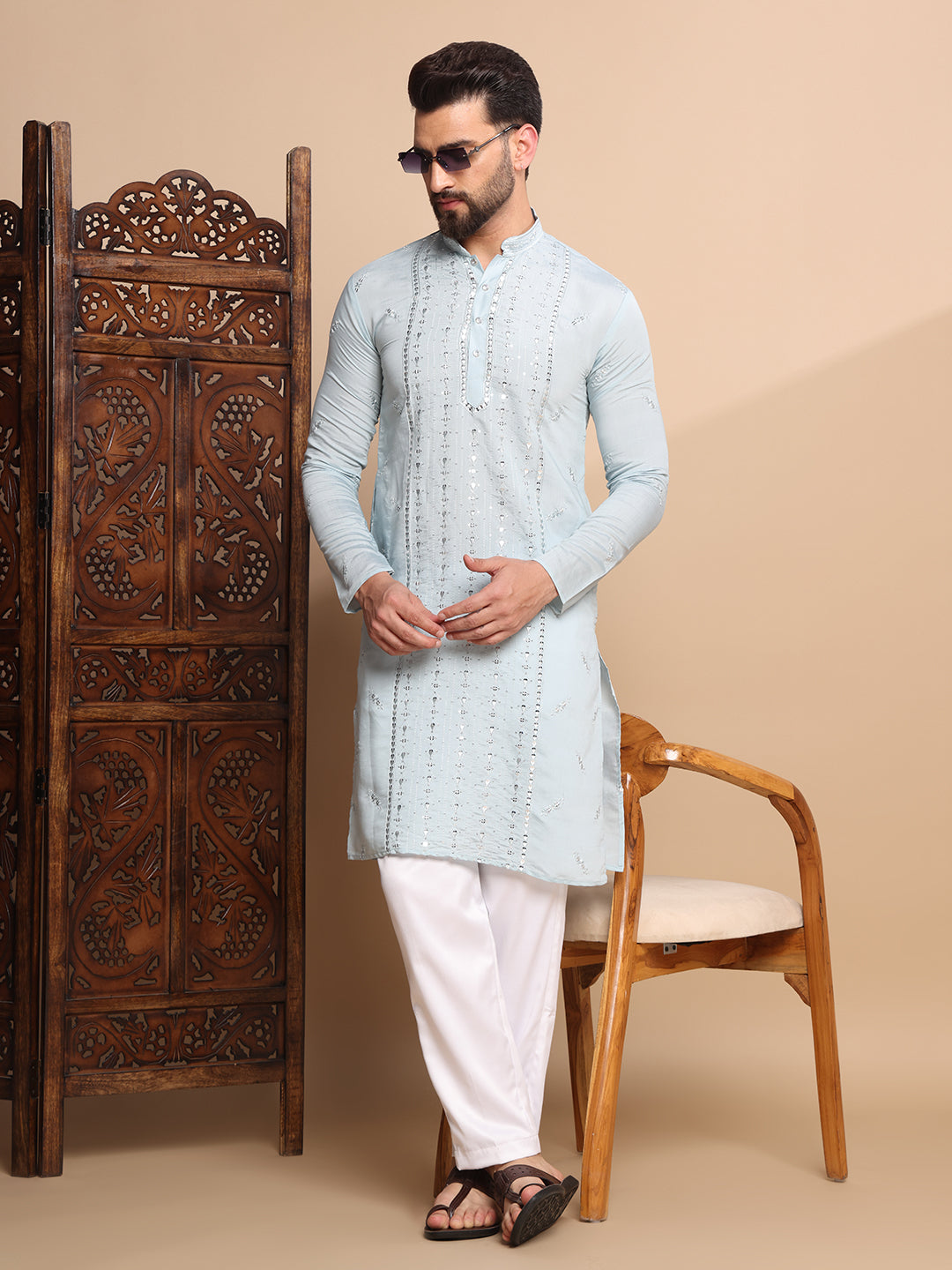 Sky Blue Elegance Sequin Kurta Set