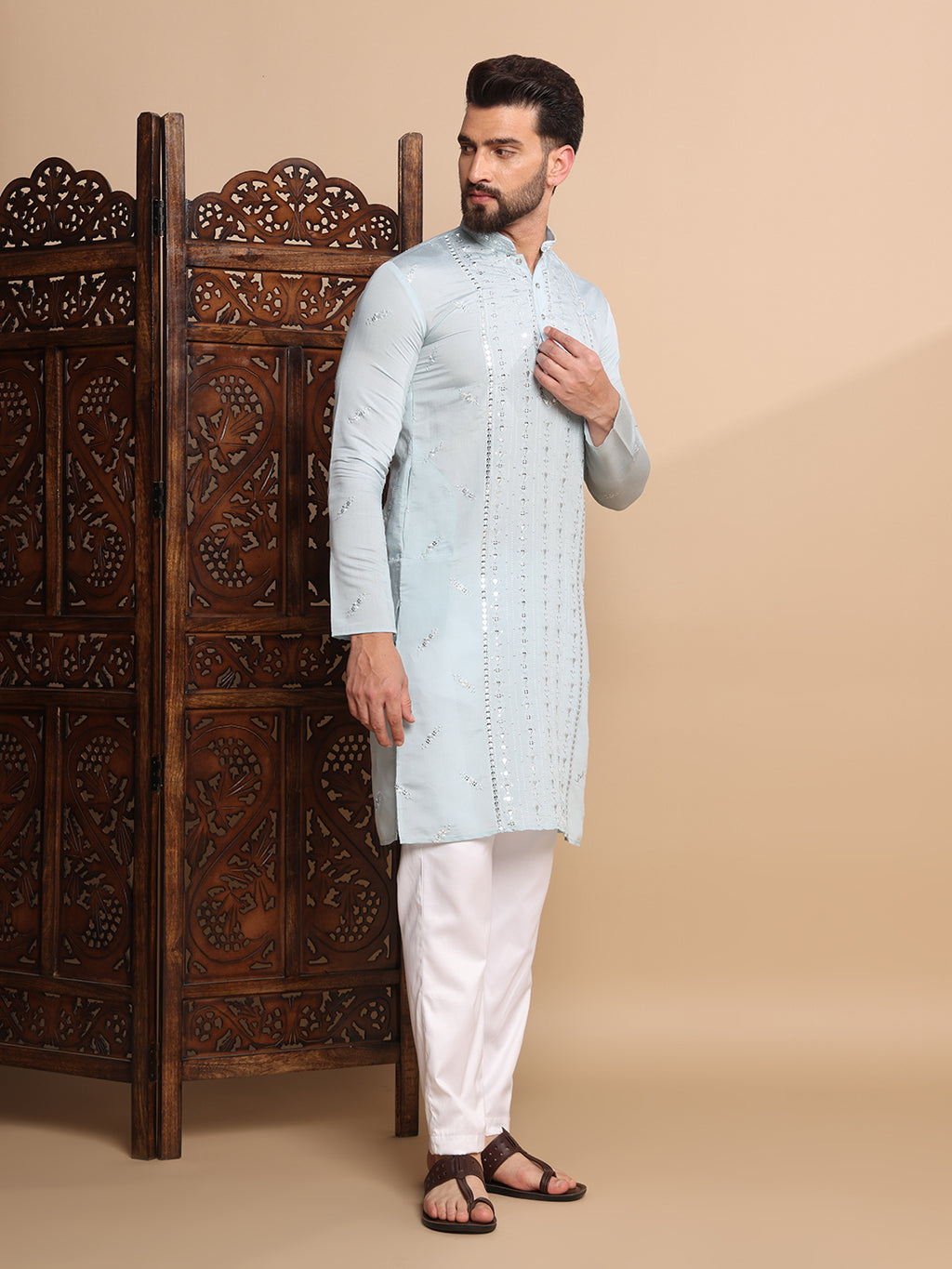Sky Blue Elegance Sequin Kurta Set