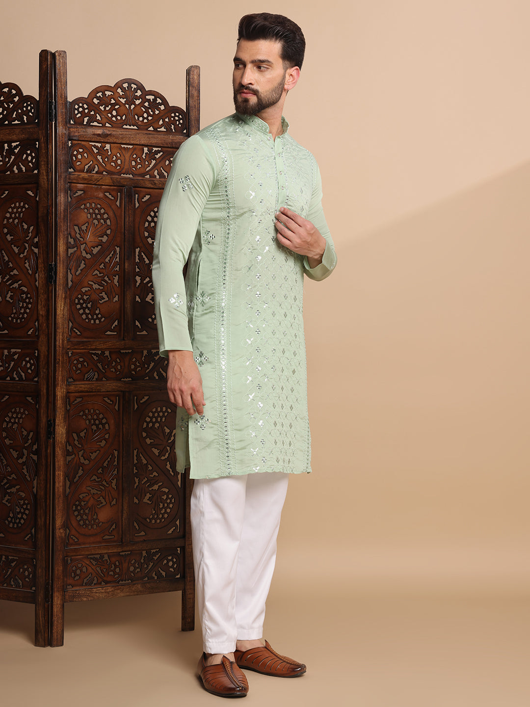 Pastel Green Festive Kurta Set