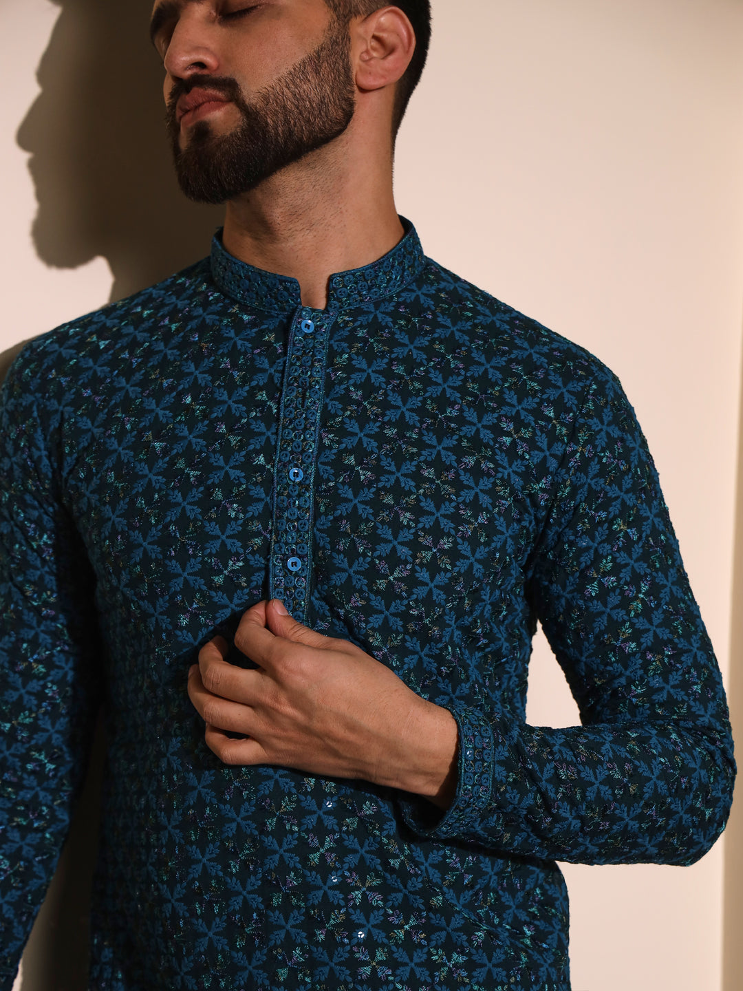 Rama Blue Chikankari Kurta