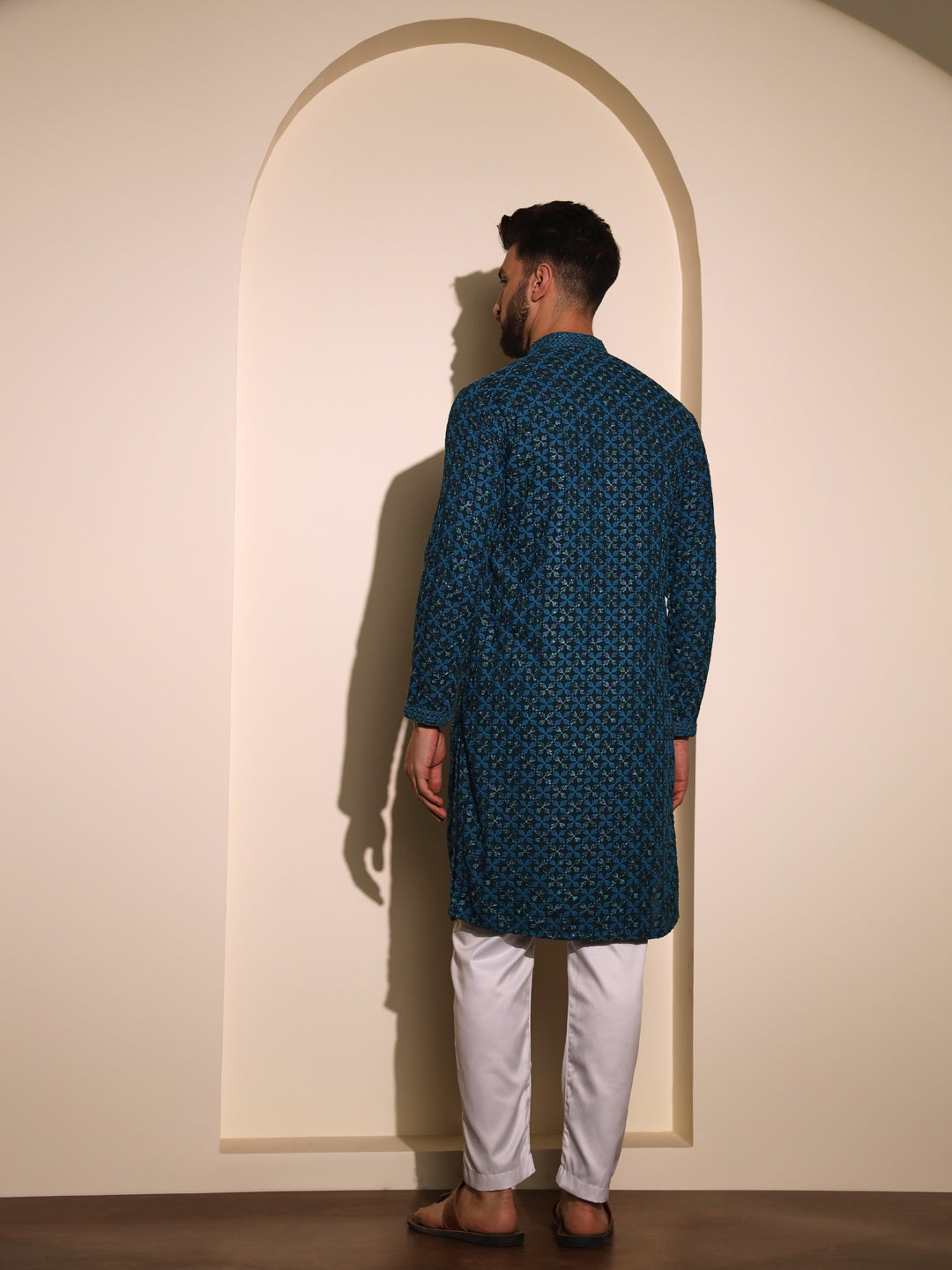 Rama Blue Chikankari Kurta