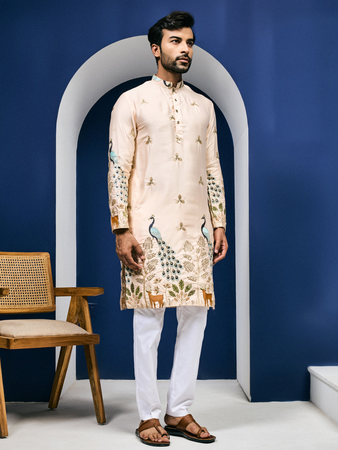 Avneek Roopria Mayur Baag Peach Kurta-pant set – Avnikk Collections