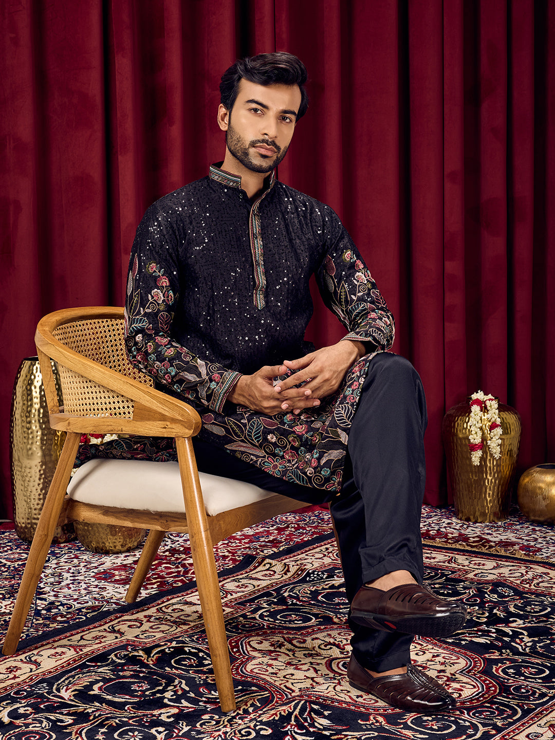 Floral Dynasty floral Embroidery Sequins Kurta Set