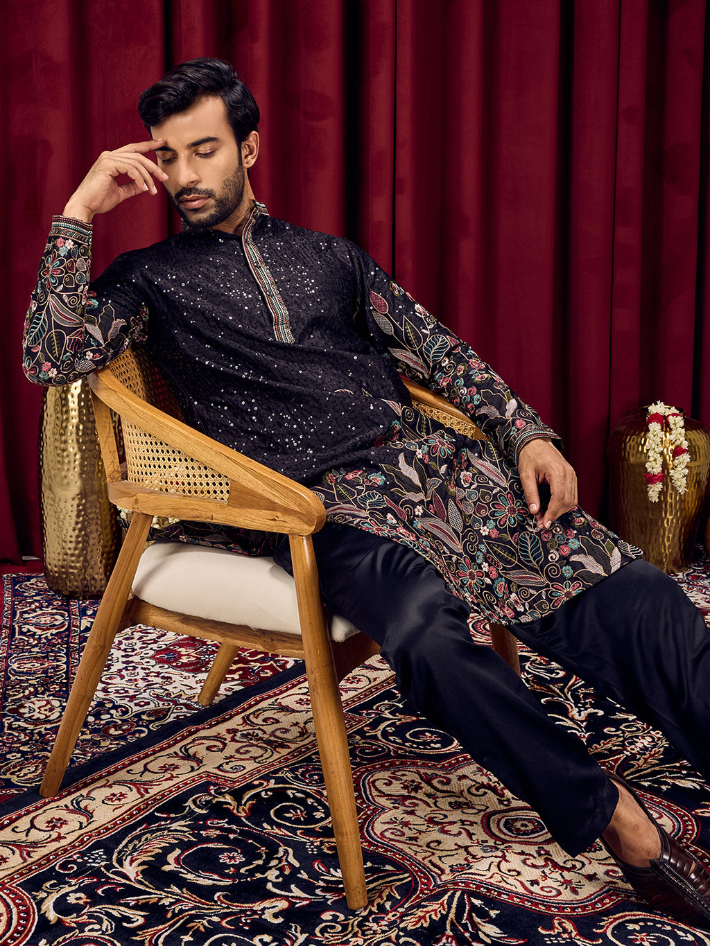 Floral Dynasty floral Embroidery Sequins Kurta Set