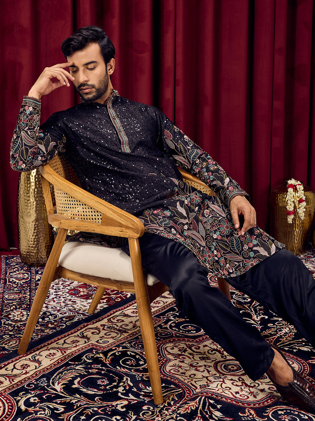 Floral Dynasty floral Embroidery Sequins Kurta Set