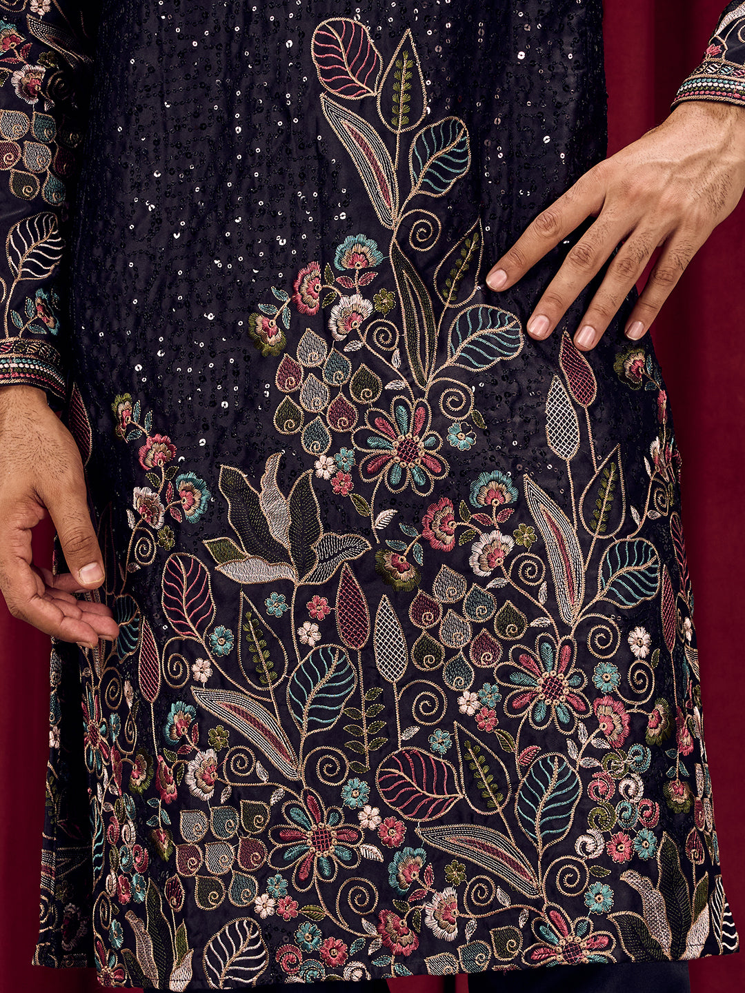 Floral Dynasty floral Embroidery Sequins Kurta Set