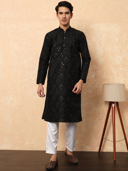 Classy Black Kurta with Mirror Work