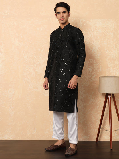 Classy Black Kurta with Mirror Work