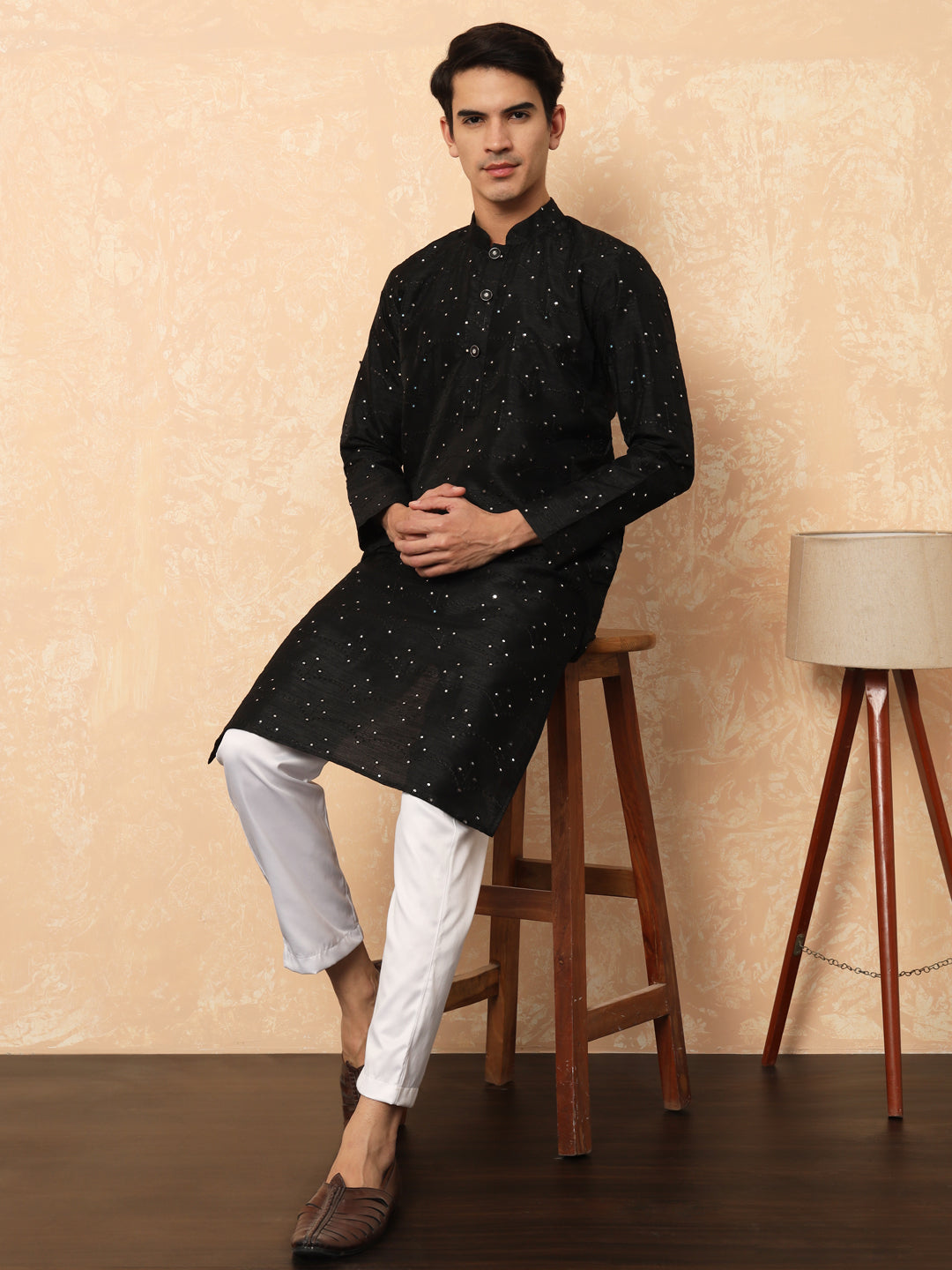 Classy Black Kurta with Mirror Work