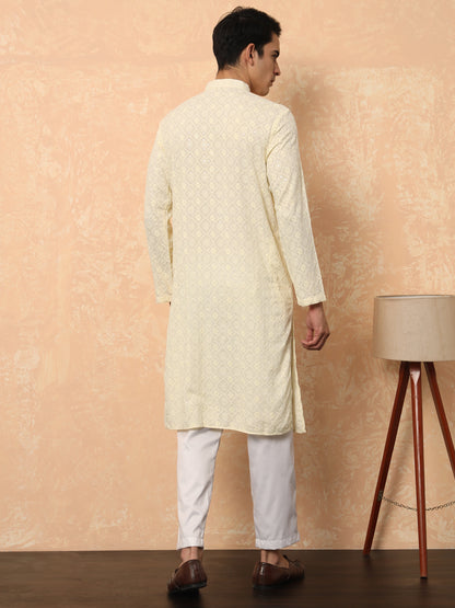 Cream Chikankari Cotton Kurta